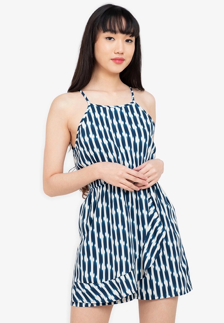 ZALORA BASICS 100% Recycled Polyester Ruffle Playsuit