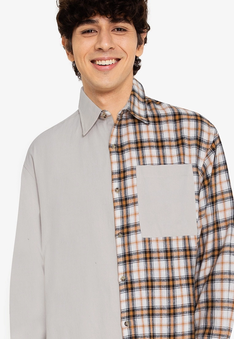 ZALORA BASICS Check Blocked Oversized Shirt - Billede 3