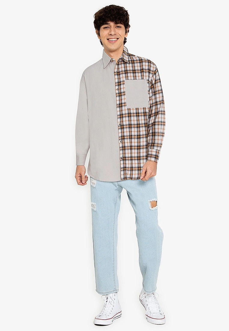 ZALORA BASICS Check Blocked Oversized Shirt - Billede 4