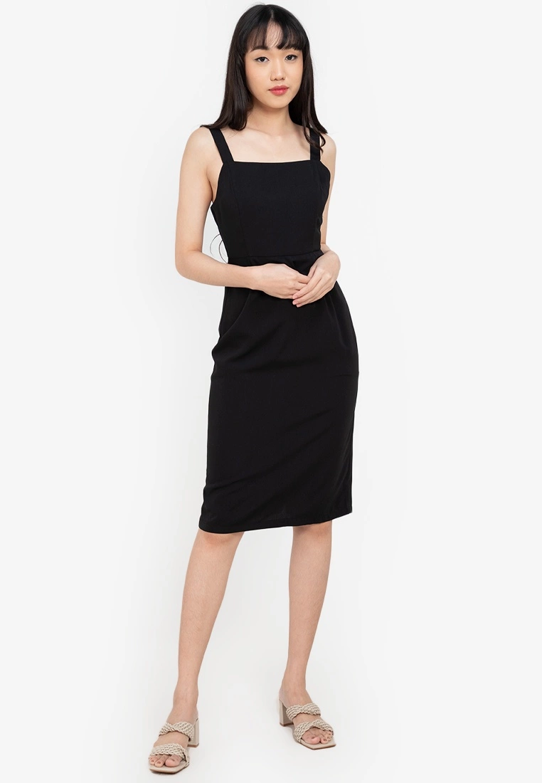ZALORA BASICS 100% Recycled Polyester Fitted Dress