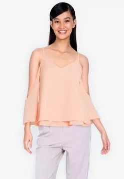 ZALORA BASICS Double Layer Cold Shoulder Top