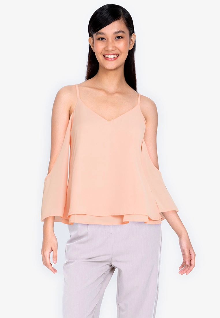 ZALORA BASICS Double Layer Cold Shoulder Top