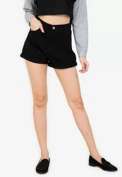 ZALORA BASICS Mom Fit Denim Shorts