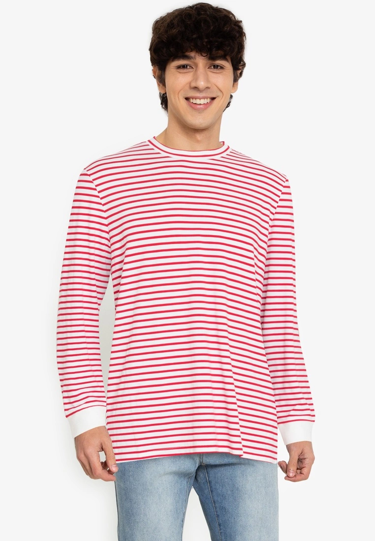 ZALORA BASICS Striped Long-Sleeve T-Shirt