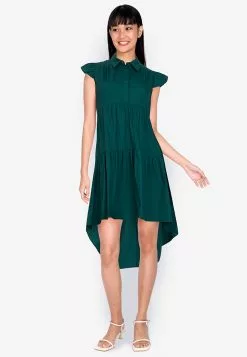 ZALORA BASICS Frill Sleeve Tiered Dress