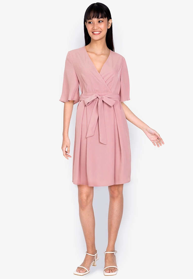 ZALORA BASICS Flare Sleeve Pleated Mini Dress - Billede 4