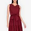ZALORA BASICS V-Neck Sleeveless Tiered Dress