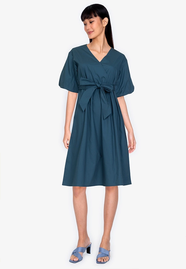 ZALORA BASICS Balloon Sleeve Midi Dress