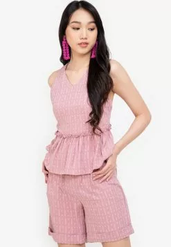 ZALORA BASICS Cross Back Peplum Top