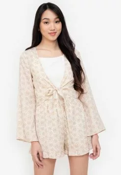 ZALORA BASICS Tie Front Crop Kimono Cardigan