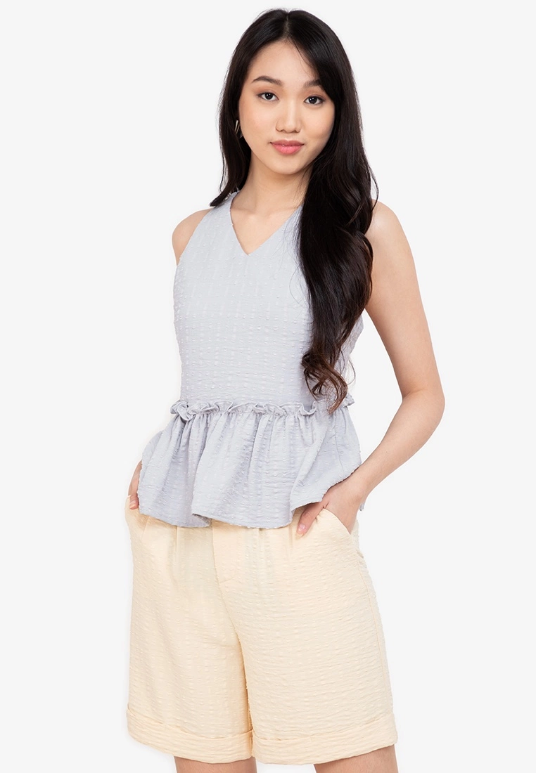 ZALORA BASICS Cross Back Peplum Top