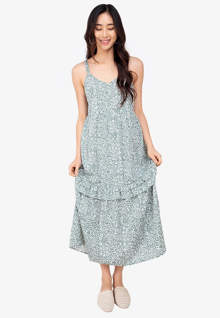 ZALORA BASICS Sleeveless Ruffle Tiered Midi Dress - Billede 4