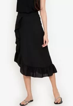 ZALORA BASICS Ruffle Hem Asymmetric Skirt
