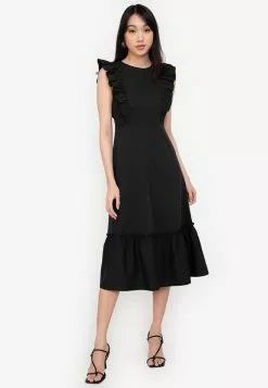 ZALORA BASICS Frill Detail Midi Dress