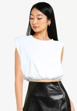 ZALORA BASICS Shoulder Pad Crop T Shirt
