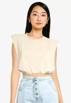 ZALORA BASICS Shoulder Pad Crop T Shirt