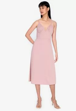 ZALORA BASICS Sweetheart Cut Out Midi Dress
