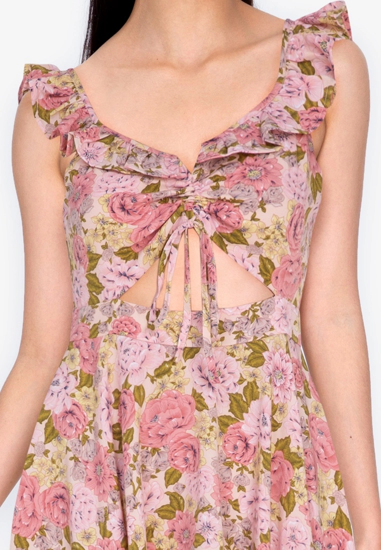 ZALORA BASICS Floral Gather Front Ruffle Mini Dress - Billede 3