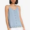 ZALORA BASICS Mini Ruffle Hem Button Detail Top