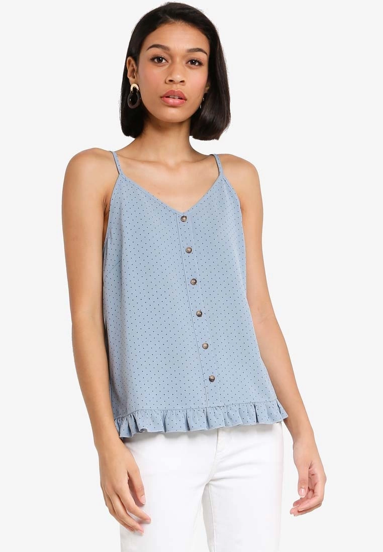 ZALORA BASICS Mini Ruffle Hem Button Detail Top