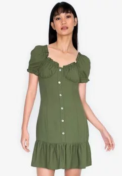 ZALORA BASICS Flutter Hem Button Front Dress