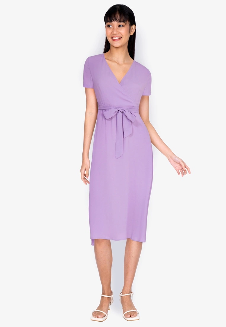 ZALORA BASICS V-Neck Midi Wrap Dress - Billede 4