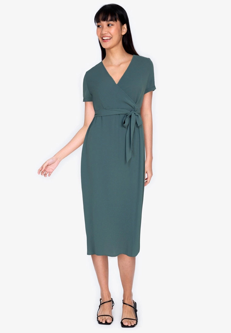 ZALORA BASICS V-Neck Midi Wrap Dress - Billede 4