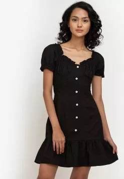 ZALORA BASICS Flutter Hem Button Front Dress