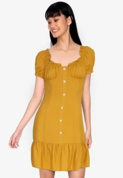 ZALORA BASICS Flutter Hem Button Front Dress