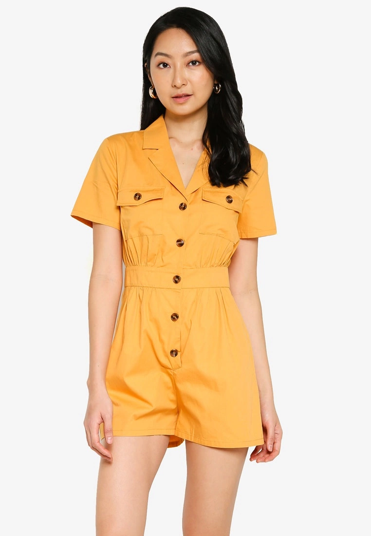ZALORA BASICS Camp Collar Playsuit