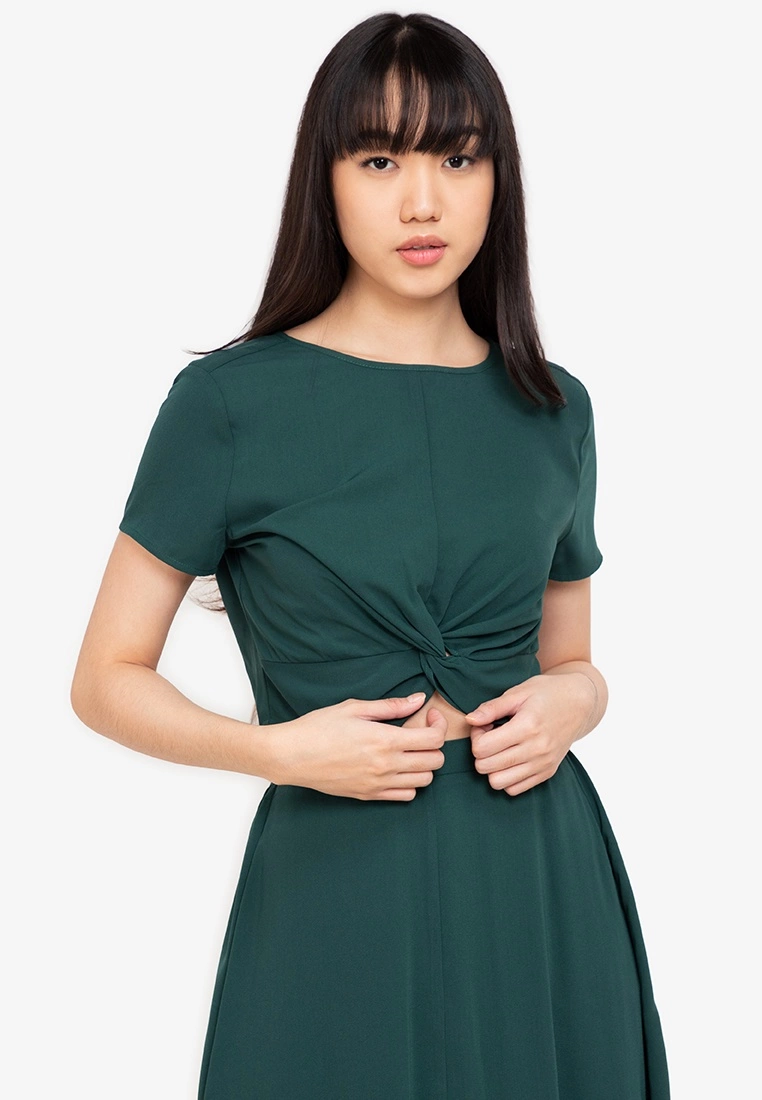 ZALORA BASICS 100% Recycled Polyester Knot Detail Top
