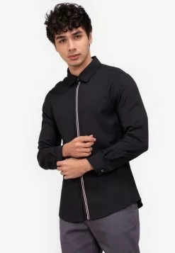 ZALORA BASICS Webbing-Trimmed Shirt
