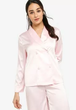 ZALORA BASICS Lounge Satin Long Sleeve Shirt