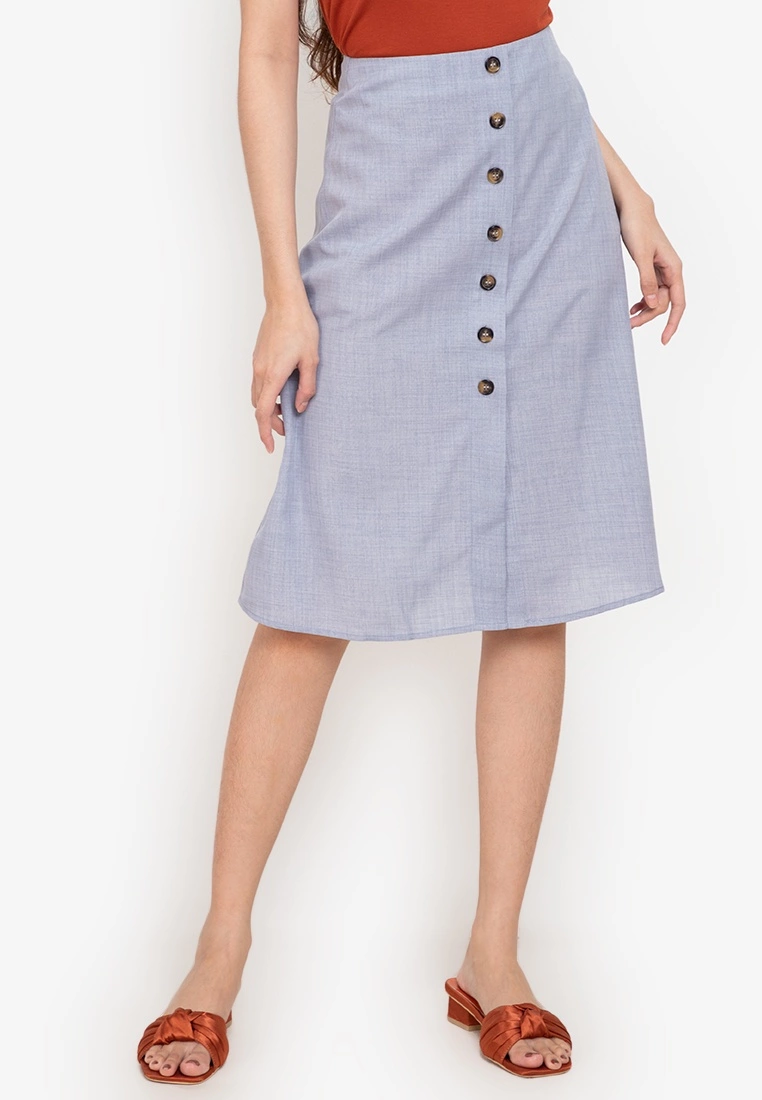 ZALORA BASICS Basic Button Through Midi Skirt