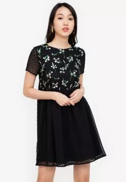 ZALORA BASICS Embroidery Smock Dress