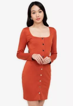 ZALORA BASICS Long Sleeve Button Down Mini Dress