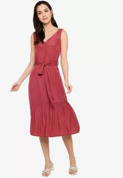 ZALORA BASICS V Neck Peplum Hem Dress