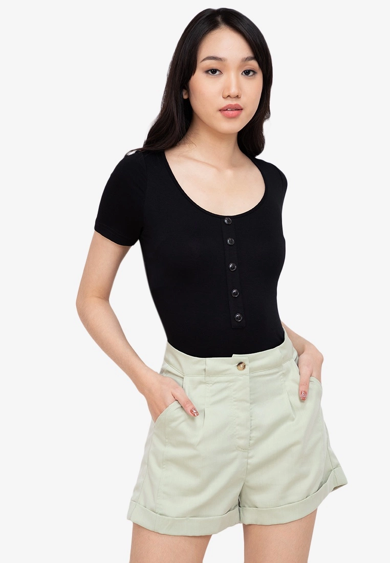 ZALORA BASICS Popper Detail Bodysuit