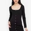ZALORA BASICS Long Sleeve Button Down Mini Dress