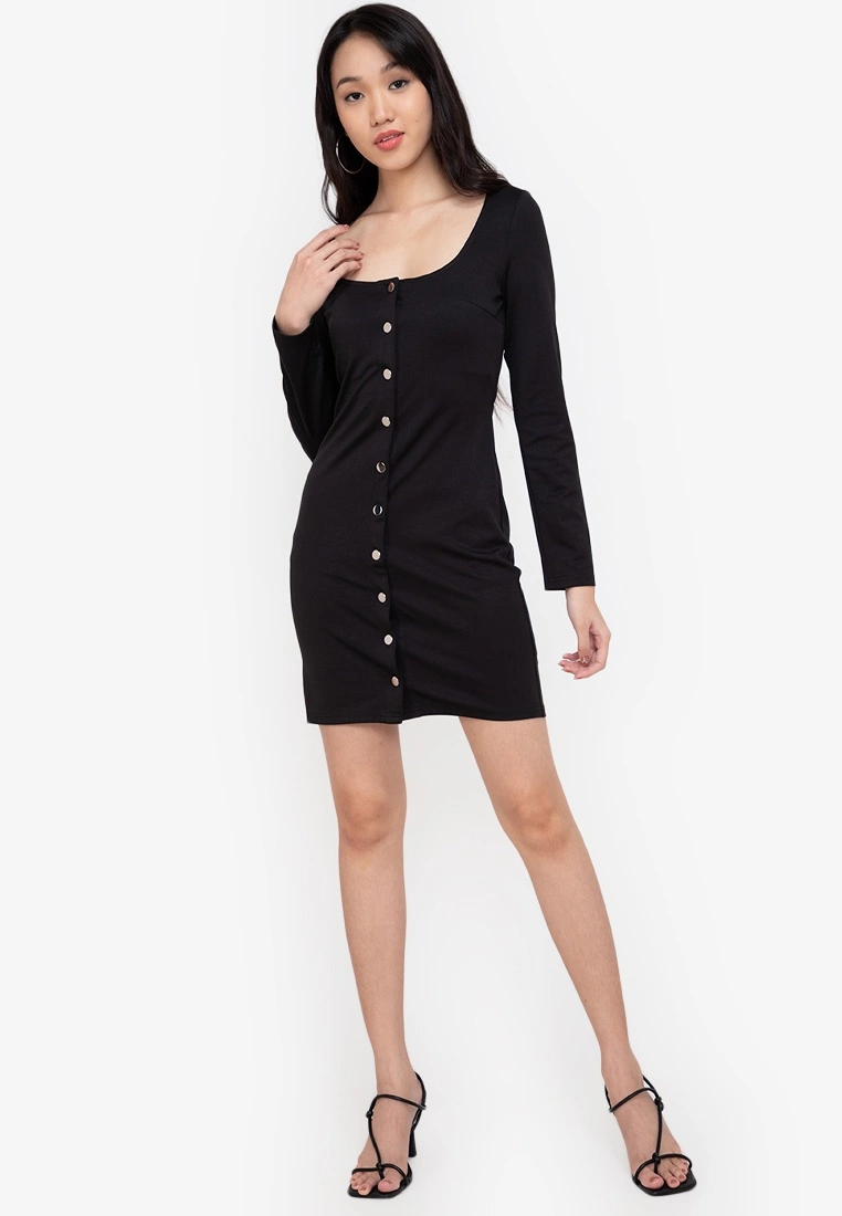 ZALORA BASICS Long Sleeve Button Down Mini Dress - Billede 4