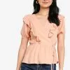 ZALORA BASICS Ruffle Detail Wrap Top