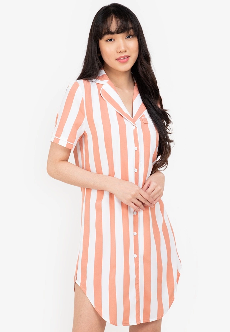 ZALORA BASICS Lounge Button Short Sleeve Dress