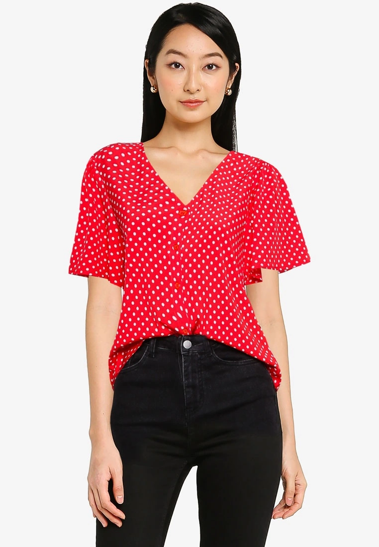 ZALORA BASICS Button Down Frill Sleeves Blouse