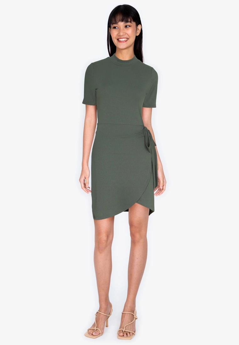 ZALORA BASICS Turtle-Neck Fake Wrap Dress - Billede 4
