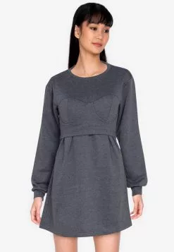 ZALORA BASICS Corset Detail Sweater Dress