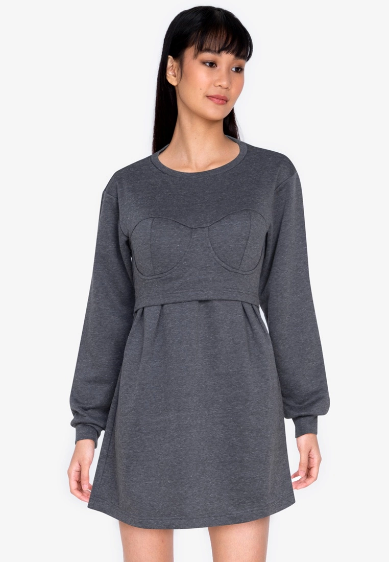 ZALORA BASICS Corset Detail Sweater Dress