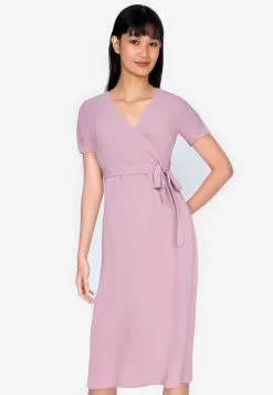 ZALORA BASICS V-Neck Midi Wrap Dress