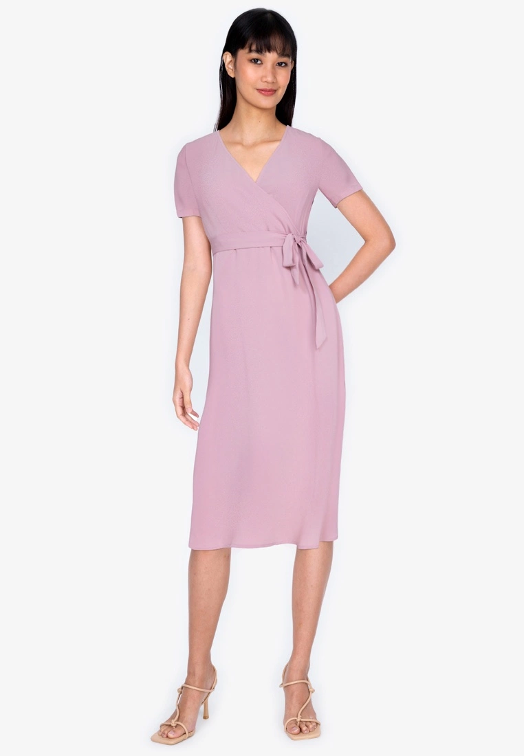 ZALORA BASICS V-Neck Midi Wrap Dress - Billede 4