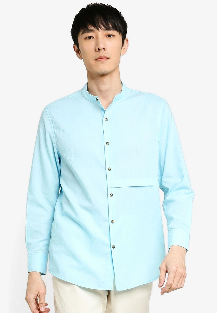 ZALORA BASICS Front Panel Detail Long Sleeve Shirt