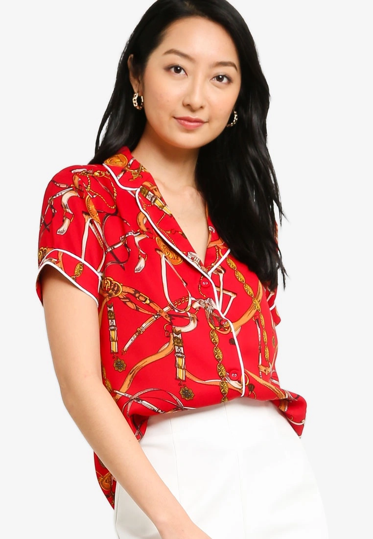 ZALORA BASICS Collared Shirt With Piping Detail
